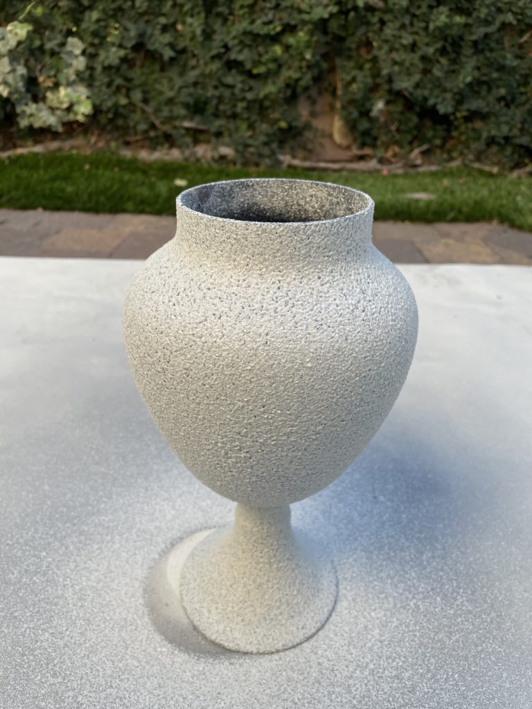 Primed jar painted with Krylon Stone Coarse Texture in white onyx