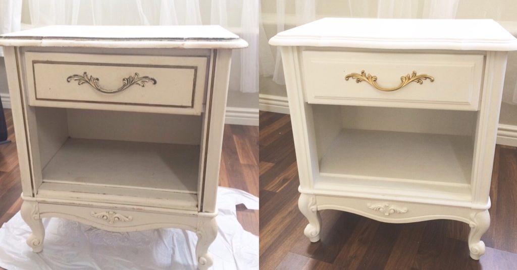 Provincial French Nightstand makeover - before and after