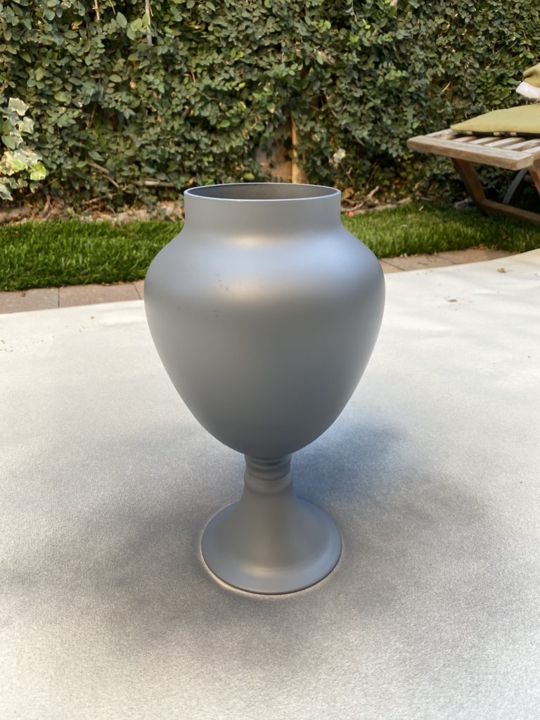 Sprayed Glass Apothecary jar with Rustoleum Grey primer
