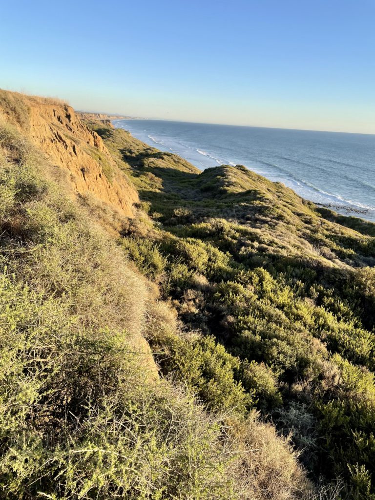 San Onofre Bluffs Campground - sunset view at the top of beach trail #3 looking south bound