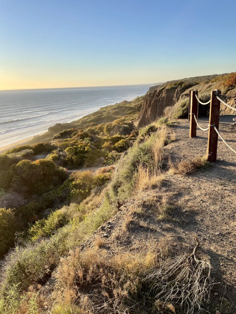 San Onofre Bluffs Campground - sunset view at the top of beach trail #3 looking northbound