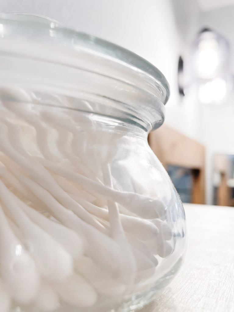 Closeup of Apothecary Jar for Q-tips