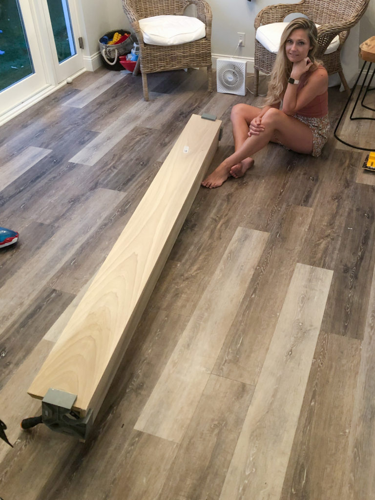 Building a poplar wood mantle with the help of 90 degree angles. 