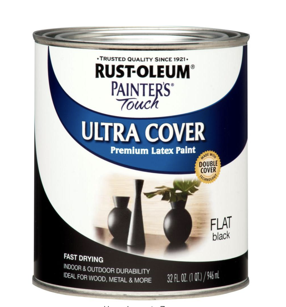 The flat black paint I used for the frame and ledge. RUSTOLEUM painter's touch ultra cover in flat black 